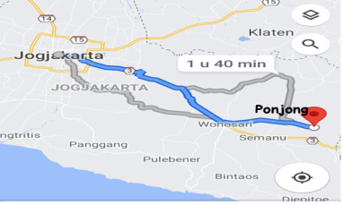 Ponjong is gelegen aan de oostelijke grens van de provincie Jogjakarta